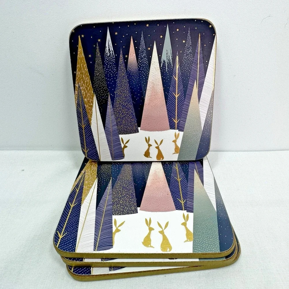 Pimpernel Sara Miller London Frosted Pines Coaster | Christmas Winter Forest